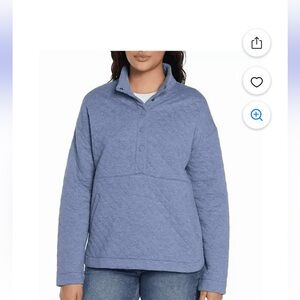 Eddie Bauer Quilted Button-Placket Pullover in Light Blue Sz L